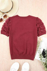 Applique Short Sleeve Knit Top - 808Lush