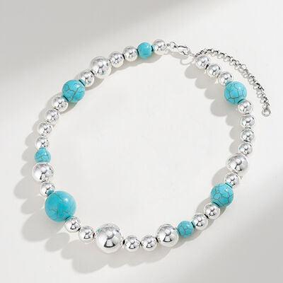 Artificial Turquoise Alloy Bead Necklace - 808Lush