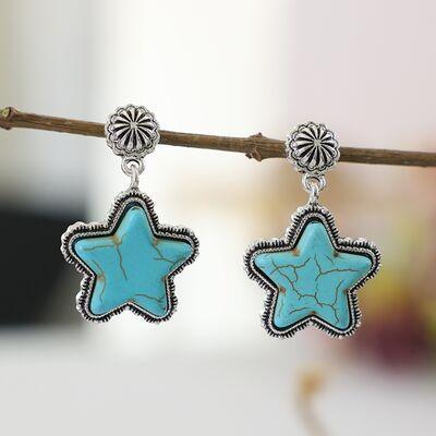 Artificial Turquoise Alloy Star Earrings - 808Lush