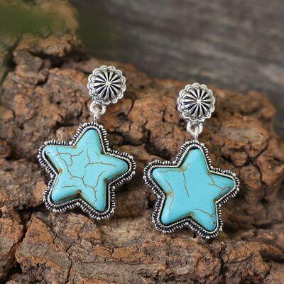 Artificial Turquoise Alloy Star Earrings - 808Lush