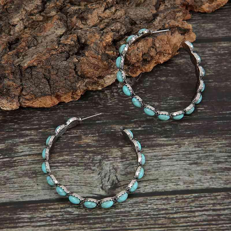 Artificial Turquoise C-Hoop Earrings - 808Lush