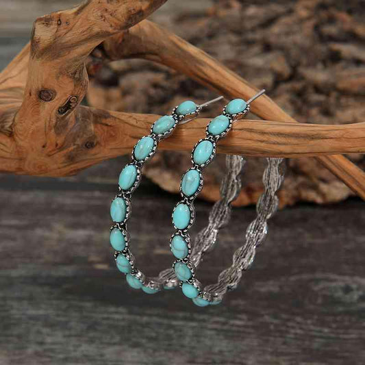 Artificial Turquoise C-Hoop Earrings - 808Lush