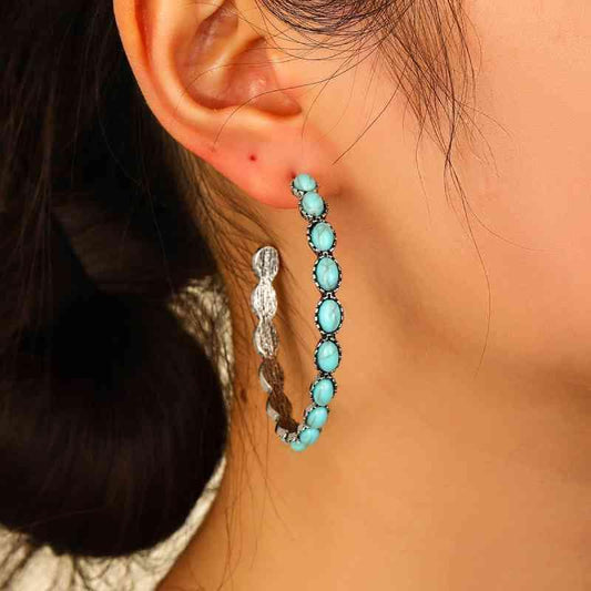 Artificial Turquoise C-Hoop Earrings - 808Lush