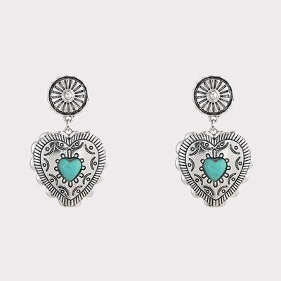 Artificial Turquoise Heart Dangle Earrings - 808Lush