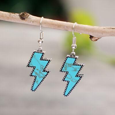 Artificial Turquoise Lightning Dangle Earrings - 808Lush