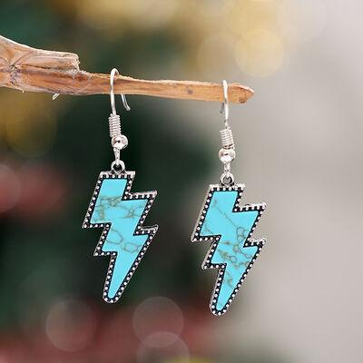 Artificial Turquoise Lightning Dangle Earrings - 808Lush