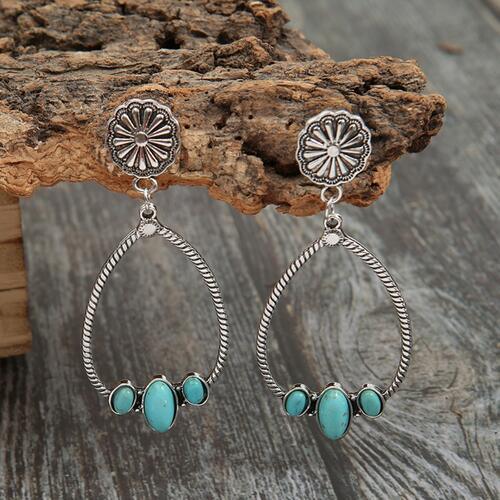 Artificial Turquoise Teardrop Earrings - 808Lush