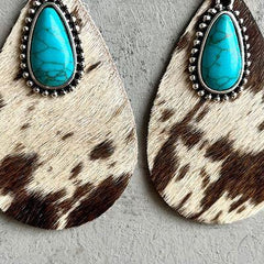 Artificial Turquoise Teardrop Earrings - 808Lush