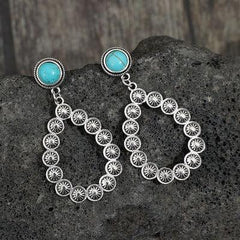 Artificial Turquoise Teardrop Earrings - 808Lush