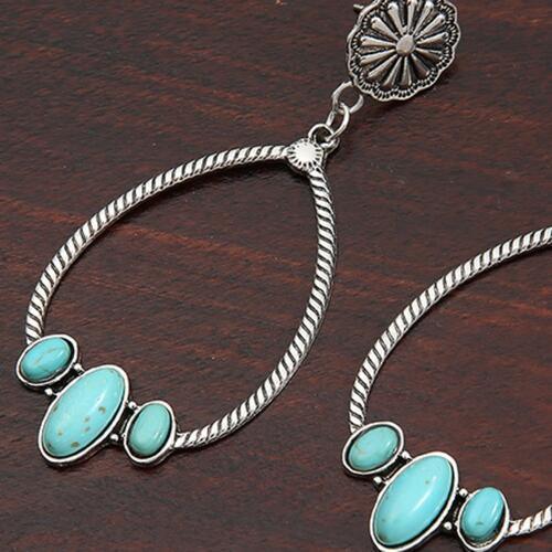 Artificial Turquoise Teardrop Earrings - 808Lush