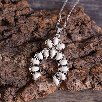 Artificial White Turquoise Alloy Geometric Necklace - 808Lush