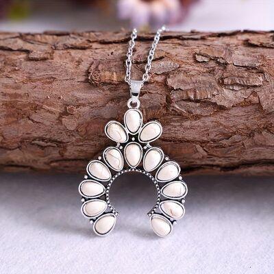 Artificial White Turquoise Alloy Geometric Necklace - 808Lush