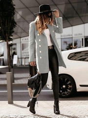 Autumn and winter long sleeve double breasted woolen coat - 808Lush