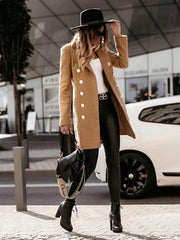 Autumn and winter long sleeve double breasted woolen coat - 808Lush