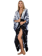 Beach Cover-Up Rayon Tie-Dye Graphic Print Sunscreen Cardigan - 808Lush