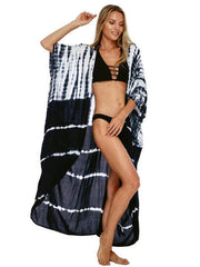 Beach Cover-Up Rayon Tie-Dye Graphic Print Sunscreen Cardigan - 808Lush