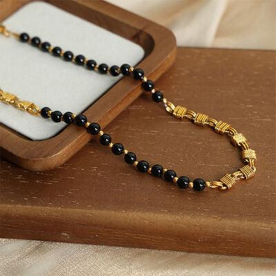 Bead Detail 18K Gold-Plated Necklace - 808Lush