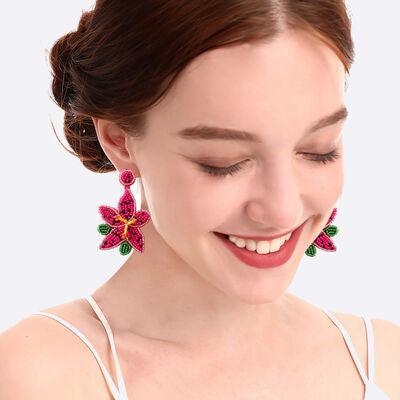 Bead Stainless Steel Flower Dangle Earrings - 808Lush