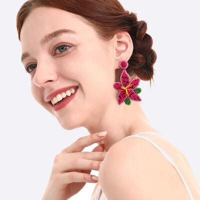 Bead Stainless Steel Flower Dangle Earrings - 808Lush