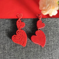 Bead Stainless Steel Heart Dangle Earrings - 808Lush