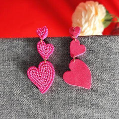 Bead Stainless Steel Heart Dangle Earrings - 808Lush