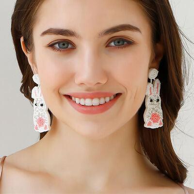 Bead Stainless Steel Rabbit Dangle Earrings - 808Lush