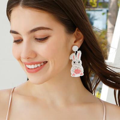 Bead Stainless Steel Rabbit Dangle Earrings - 808Lush