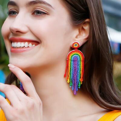 Bead Stainless Steel Rainbow Dangle Earrings - 808Lush