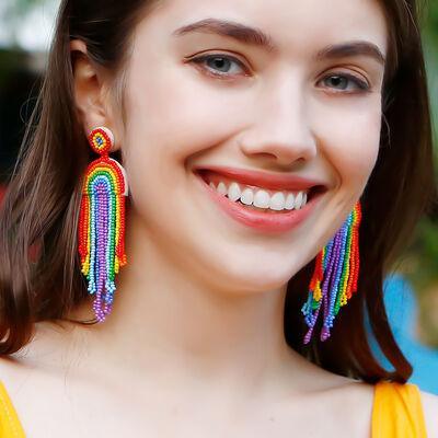 Bead Stainless Steel Rainbow Dangle Earrings - 808Lush