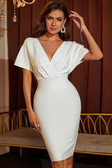 Mini Dress Sleeve Surplice Bodycon Dress - 808Lush