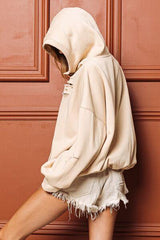 BiBi Laser Cut Long Sleeve Half Zip Hoodie - 808Lush