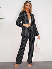 Blazer, straight wide-leg trousers two-piece suit - 808Lush