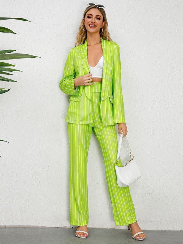 Blazer, straight wide-leg trousers two-piece suit - 808Lush