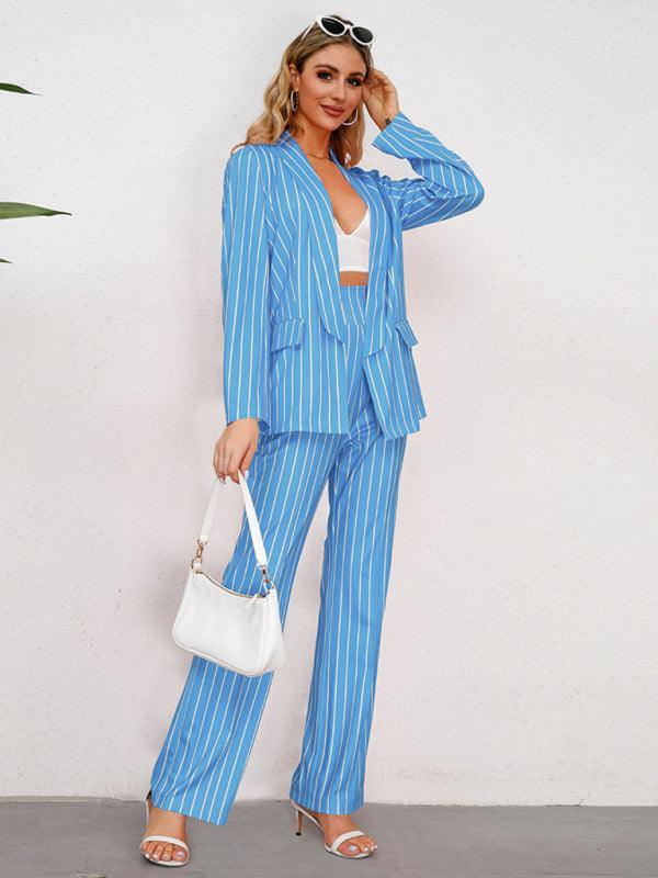 Blazer, straight wide-leg trousers two-piece suit - 808Lush