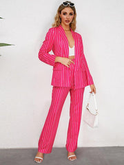 Blazer, straight wide-leg trousers two-piece suit - 808Lush