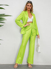 Blazer, straight wide-leg trousers two-piece suit - 808Lush