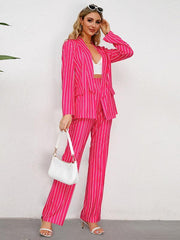 Blazer, straight wide-leg trousers two-piece suit - 808Lush