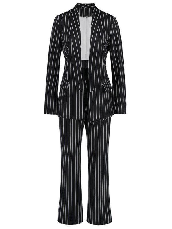 Blazer, straight wide-leg trousers two-piece suit - 808Lush