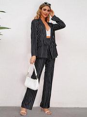 Blazer, straight wide-leg trousers two-piece suit - 808Lush