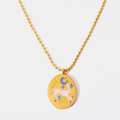 Brass 18K Gold-Plated Coin Shape Pendant Necklace - 808Lush