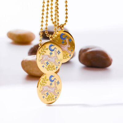 Brass 18K Gold-Plated Coin Shape Pendant Necklace - 808Lush