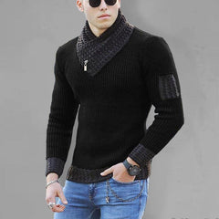 British Plus Size Men's Sweater Pullover Long Sleeve Scarf Turtleneck Men's Knitwear - 808Lush