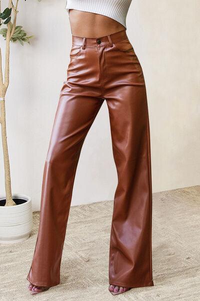 Buttoned High Waist Pants with Pockets - 808Lush