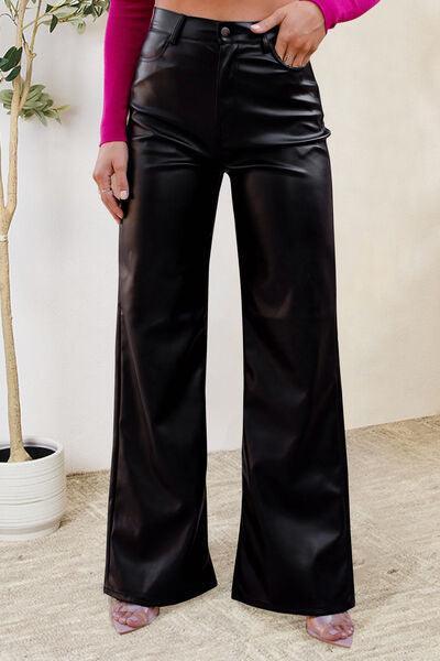 Buttoned High Waist Pants with Pockets - 808Lush