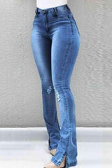 Buttoned Slit Jeans - 808Lush