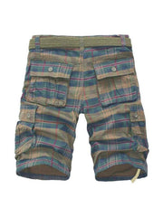 Men's Cargo Shorts Half Pocket Plaid Shorts - 808Lush