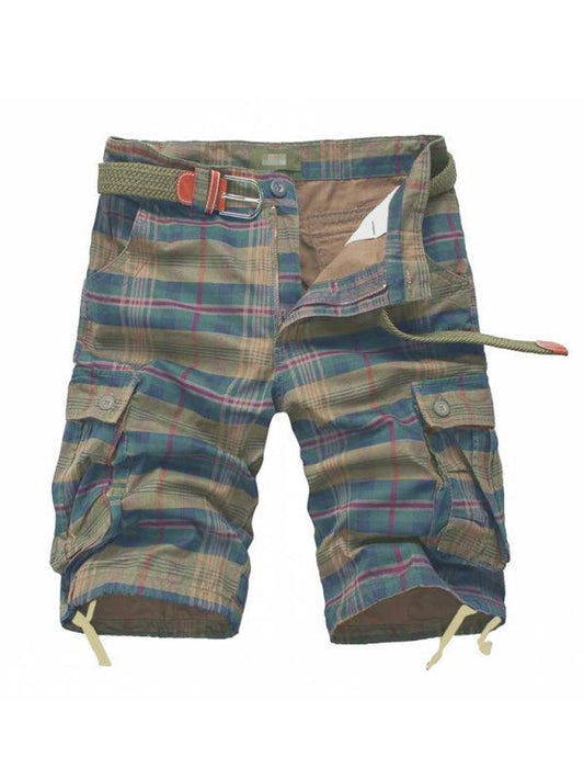 Men's Cargo Shorts Half Pocket Plaid Shorts - 808Lush