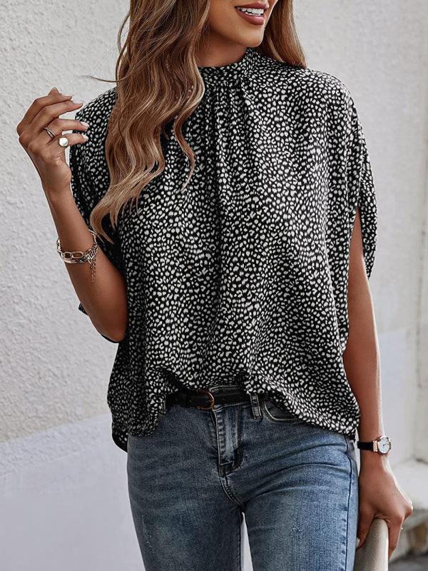 Casual Fashion Printed Slit Dolman Sleeve Top Women - 808Lush