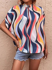 Casual Fashion Printed Slit Dolman Sleeve Top Women - 808Lush