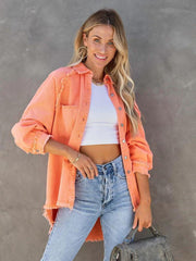 Casual Fringed Ripped Loose Denim Jacket - 808Lush